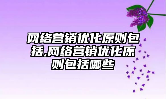 網絡營銷優(yōu)化原則包括,網絡營銷優(yōu)化原則包括哪些
